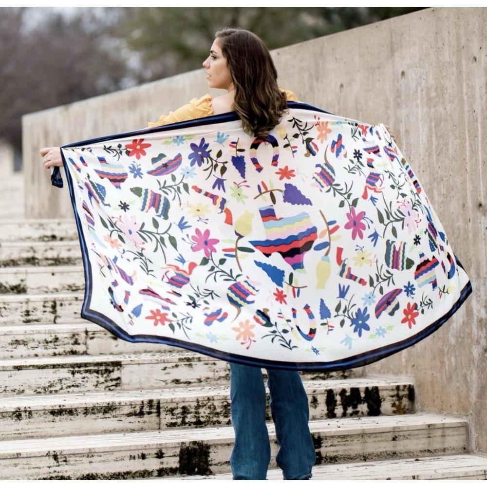 Otomi Inspired Mexican Heritage Allison Castillo Wrap Scarf Multicolor Texas